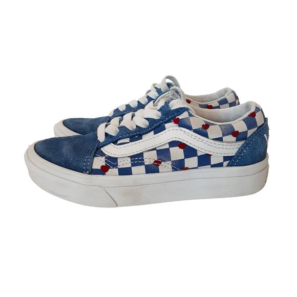 Vans Old Skool Comfy Cush Blue Checkerboard Kids 12 Suede Cap Toe Lace Up Summer - Picture 3 of 12